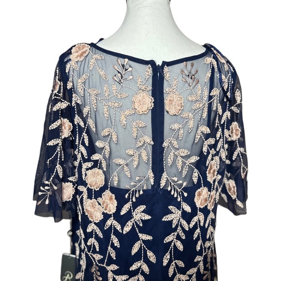 Adrianna Papell Flutter Sleeve Blue and Pink Midi Dress - Picture 4 of 5